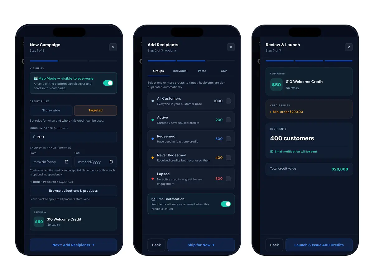 WhiteFang dashboard with active campaigns