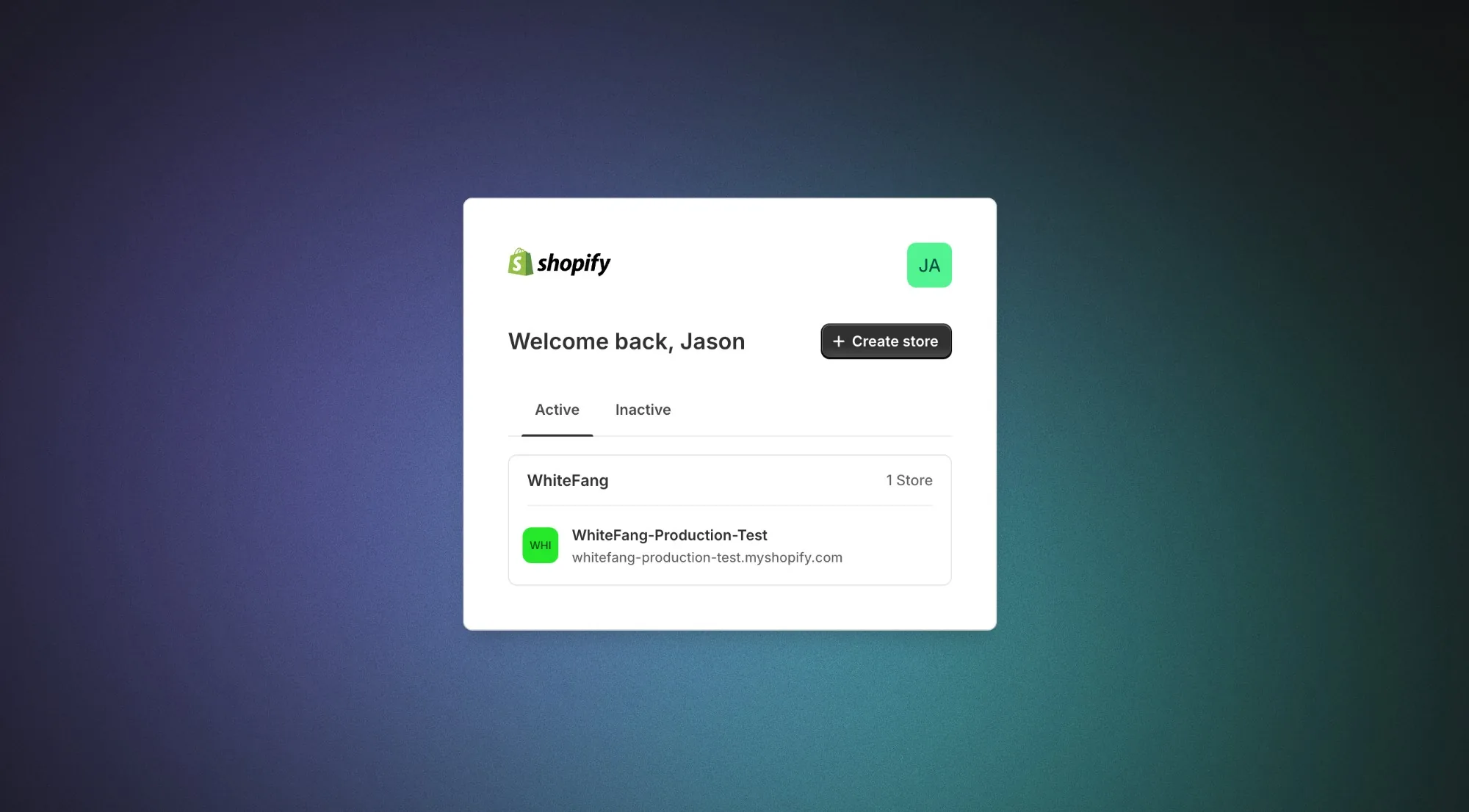 The Shopify permission screen listing the scopes WhiteFang requests